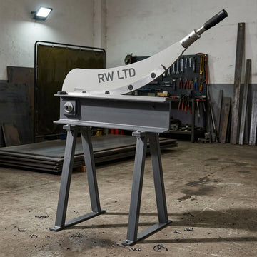 RW LTD Benchtop Guillotine Shear, 20 in Bed Width, with Stand-1